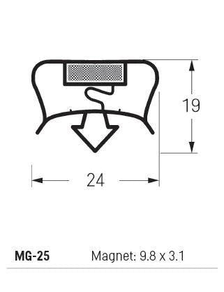 Refrigeration Magnetic Gasket MG-25 (3M Lengths)