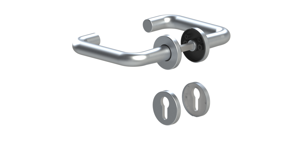 Manija de aluminio para puerta de personal Scandia